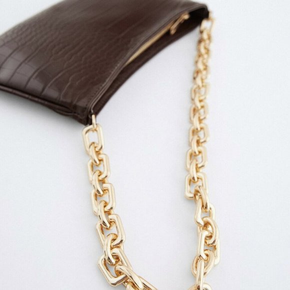 Zara Bags Zara Chain Strap Animal Embossed Shoulder Bag Brown